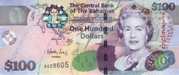 100 багамских долларов, деньги Багамы