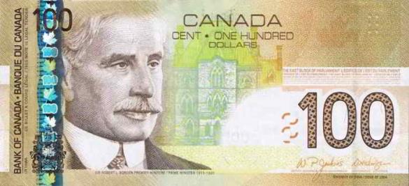 100 канадских долларов, деньги Канада