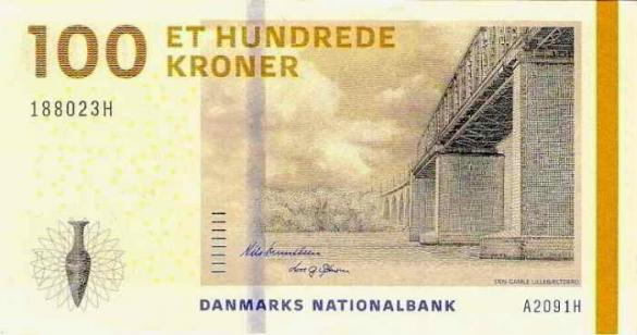 100 датских крон, деньги Дания