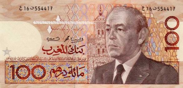 100 дирхамов Марокко (1991 г.в.), деньги Марокко
