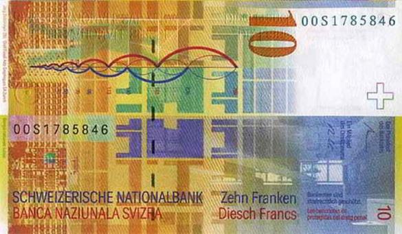 10 швейцарских франков, деньги Швейцария