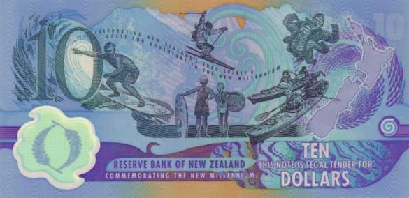 10 новозеландских долларов (памятная), деньги Новая Зеландия