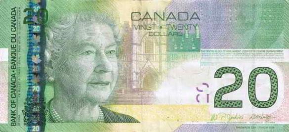 20 канадских долларов, деньги Канада
