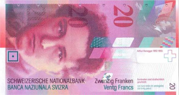 20 швейцарских франков, деньги Швейцария