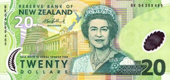 20 новозеландских долларов, деньги Новая Зеландия