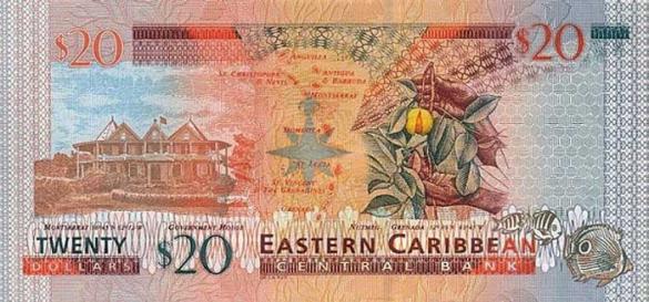 20 восточно-карибских долларов, деньги Антигуа и Барбуда