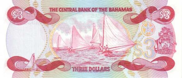3 багамских доллара, деньги Багамы