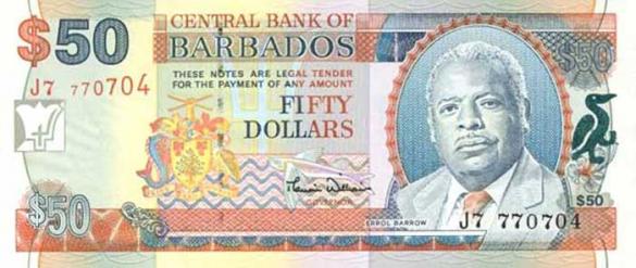 50 барбадосских долларов, деньги Барбадос