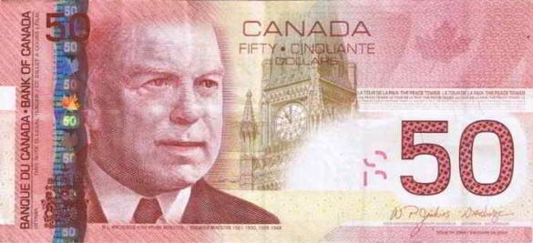 50 канадских долларов, деньги Канада