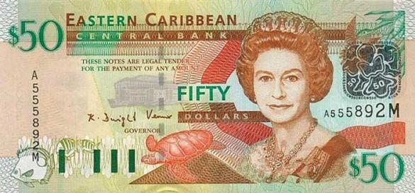 50 восточно-карибских долларов, деньги Антигуа и Барбуда