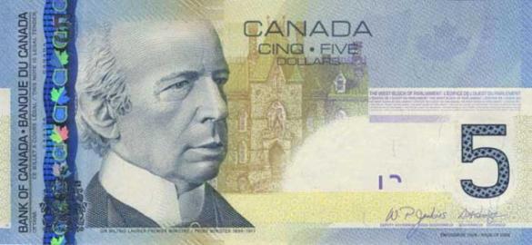 5 канадских долларов, деньги Канада